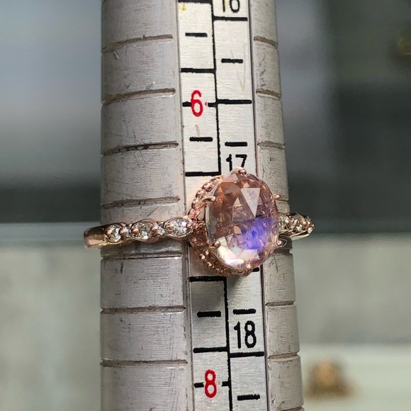 14k Rose Gold 1 Carat Moonstone Diamond Ring - Picture 9 of 9